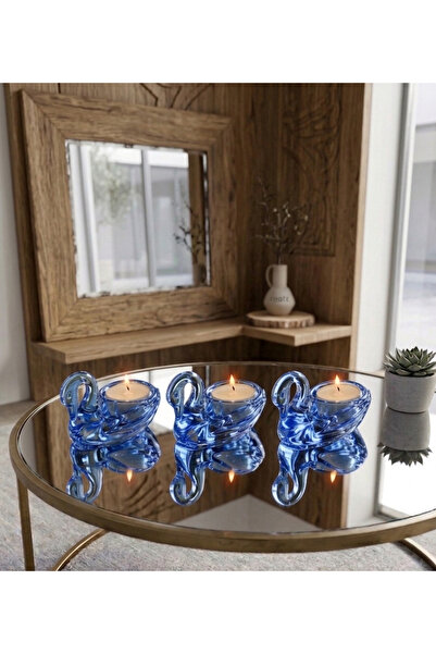 LUCES DESİGN 1 Adet Akrilik Tealight Kuğu Figürlü Mumluk,Estetik Masa Üstü Mu...