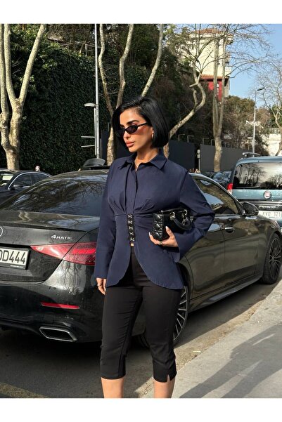 Bak'ap Cămașă din poplin cu design premium cu corset la spate și detalii cu a...