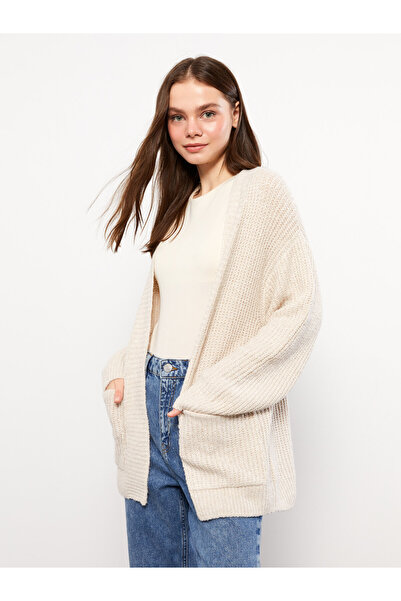 LC Waikiki Shawl Collar Plain Long Sleeve Women's Knitwear Cardigan