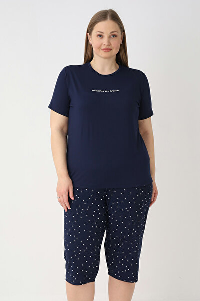 REMSA Γυναικείο κοντομάνικο σετ πιτζάμες Capri σε μεγάλο μέγεθος 26081 Σκούρο...