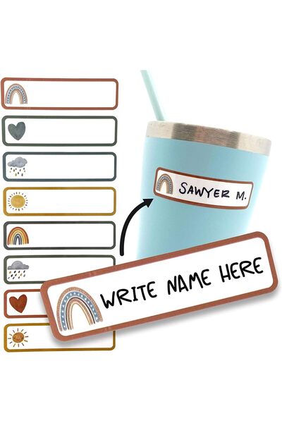 Arabest 40-Pack Waterproof Name Labels for Daycare, Self-Laminating Write-On ...