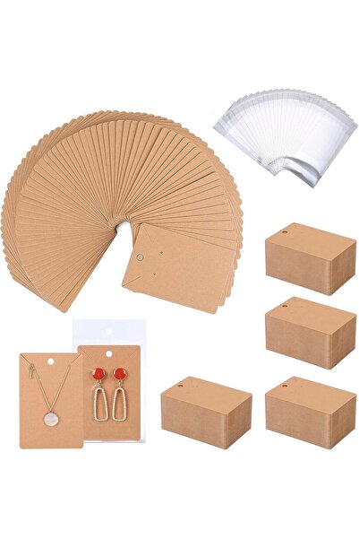Arabest 200-Piece Earring Display Cards with Bags, Jewelry Packaging Kit for ...