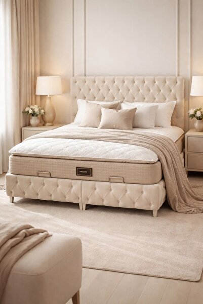 Mersanto Chesterfield Modern Sandıklı Depolamalı Çift Kişilik Yatak
