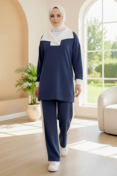 TOFİSA Σετ δύο τεμαχίων Garni Detailed Modal σε σκούρο μπλε - 1024-ΣΚΟΥΡΟ ΜΠΛΕ