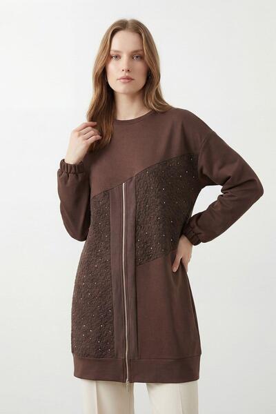 Puane Γυναικείο ασύμμετρο τοπ με φερμουάρ και λεπτομέρειες 10769