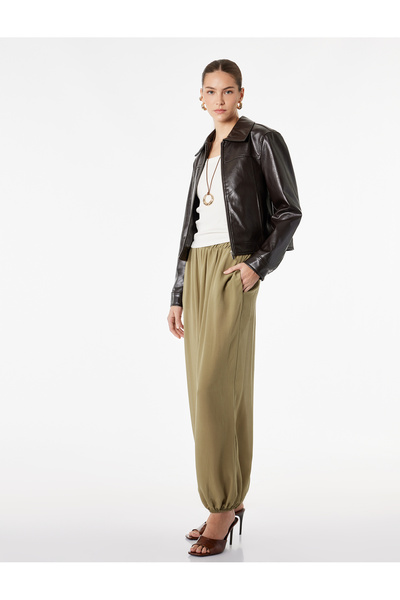 Koton Viskon Kumaş Normal Bel Lastikli Dökümlü Şalvar Pantolon