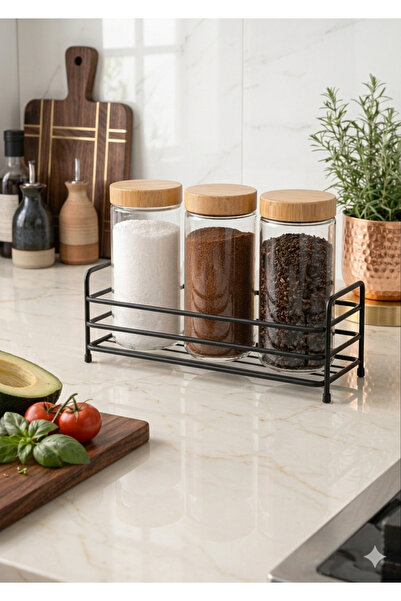 BUSEMSİ HOME منظم مطبخ وحمام للوضع على الطاولة، منظم جانبي للمغسلة، رف أسود