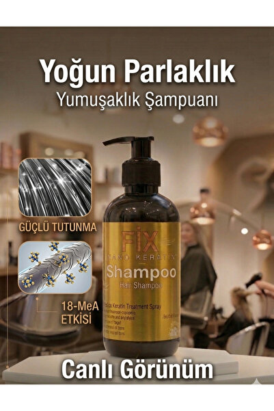 Fix Nano Keratin Professional Gentle Cleansing Shampoo - %5 SLS & Silk Protei...