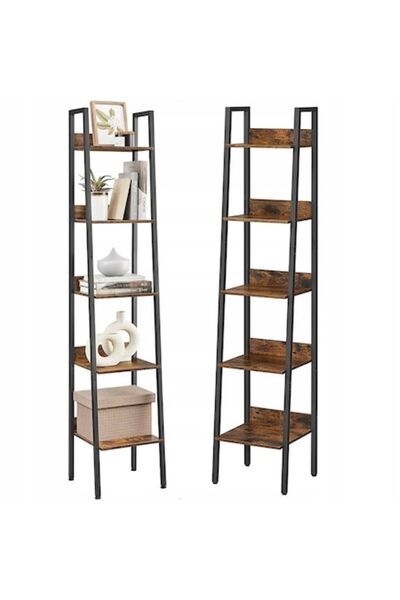 BADU Library with 5 Shelves, BADU, PAL, Metal, Brown, Black