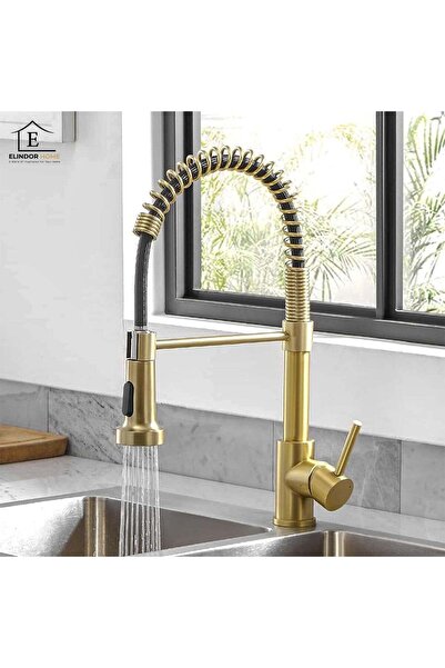 Elindor Кухненски смесител Златен Елиндор ®   Кран за вода, модерен, неръждае...