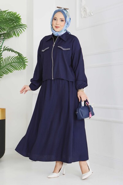 TOFİSA Set dublu cu fermoar, bleumarin - 28220-ALBASTRU MARIN