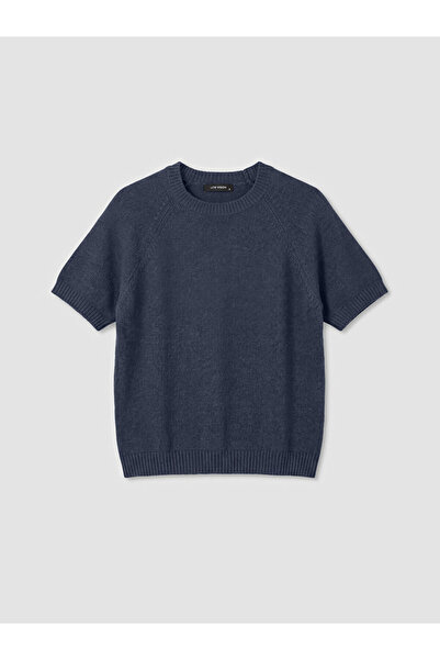 LC Waikiki Indigo crew neck short sleeve women's knit sweater from gulis clot...