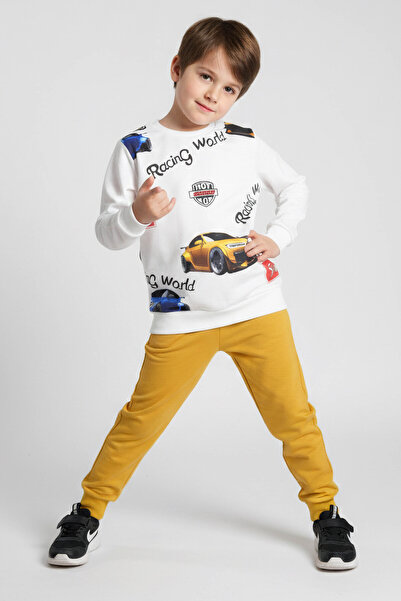 TOFİSA Σετ Πιτζάμες για Αγόρια με Σχέδιο Μουστάρδας και Κορδέλες - 28243-HARDAL