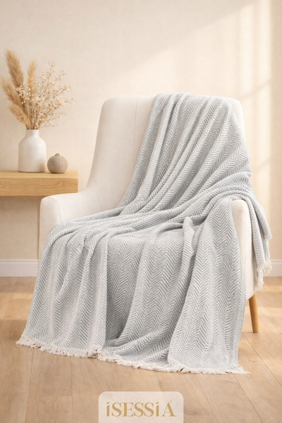 Isessia Miora Zigzak Patterned Bohemian Sofa Cover | Single & Three-Seat Sofa...