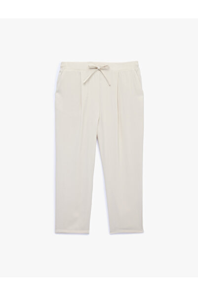 Koton Comfortable Fit Bow-Tie Lace-Up High-Waist Viscose Jogger Pants