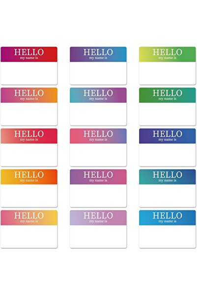 Arabest 150-Piece Rainbow Name Tag Stickers, 15 Colors Gradient Hello My Name...