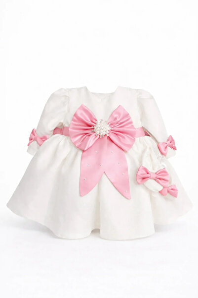 GoVo Kids Ayana Elegant Dress with Bow and Ballerinas - Baptism, Birthday, Ph...