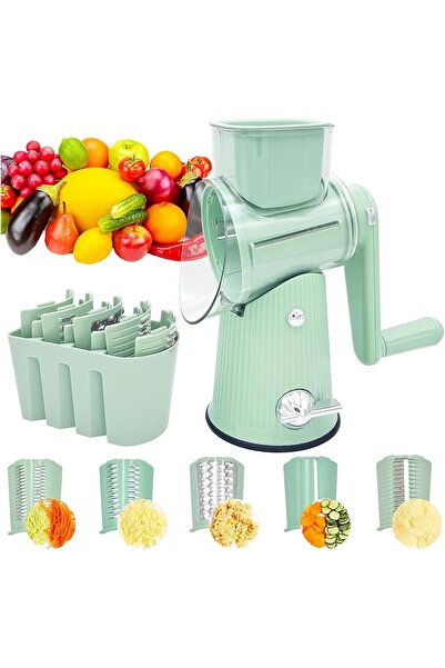 Arabest 5-in-1 Rotary Cheese Grater with Handle, Suction Base Kitchen Vegetab...