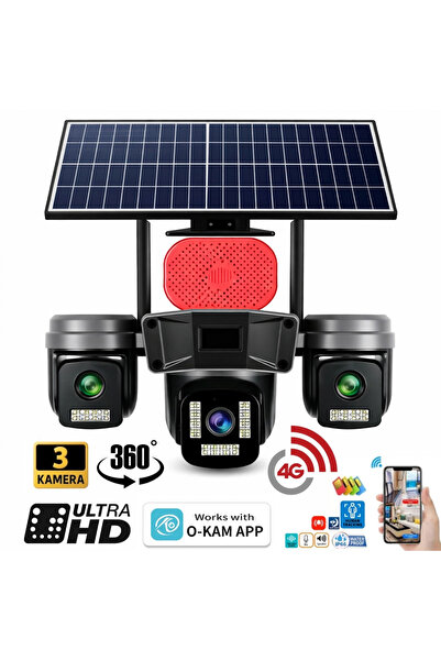 jetucuzal İronix TP-16 4G Sim Kartlı 4K 9MP Solar Güvenlik Kamerası – 3 Kamer...