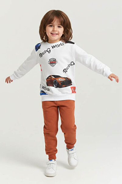 TOFİSA Σετ Πιτζάμες για Αγόρια με Σχέδιο Πλακάκια και Κορδέλες - 28243-KIREMIT