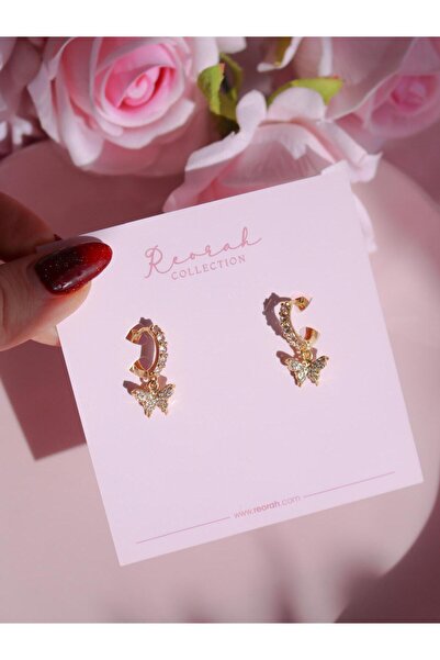 Reorah Collection Kelebek Taşlı Küpe-Altın Kaplama