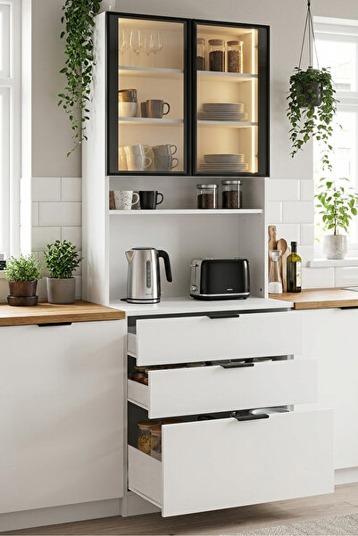 benim odam Diva Çok Amaçlı Ledli Cam Kapaklı 3 Çekmeceli Kahve Köşesi Mutfak ...