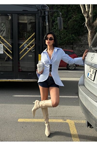 Bak'ap Premium Back Corset Detailed Agrafl Design Poplin Shirt