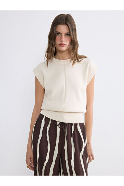 LC Waikiki Ecru Crew Neck Women's Knitwear Sweater