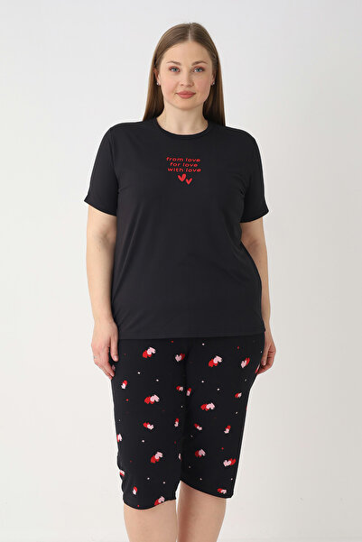 REMSA Set pijamale capri cu mâneci scurte pentru femei de mărime mare 26080 N...