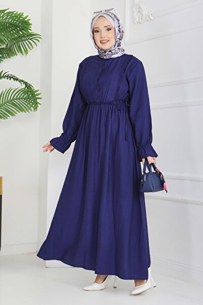 TOFİSA Φόρεμα με δαντέλα σε μπλε ναυτικό - 28223-ΜΠΛΕ ΝΑΥΤΙΚΟ