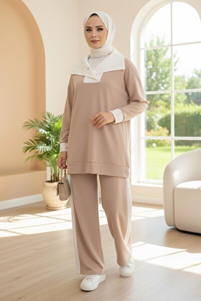 TOFİSA Garni Detailed Modal Διπλό Σετ Κρέμα - 1024-KREM