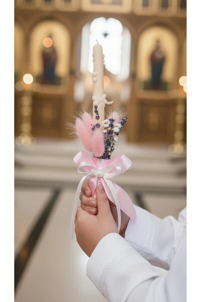 Invitatii Originale Communion Candle -PINK