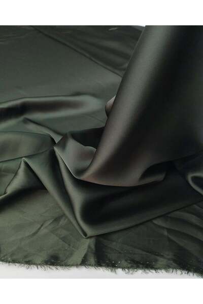 Kumaş Parça Thin Matte Satin Fabric in Dark Green Color 145X285Cm