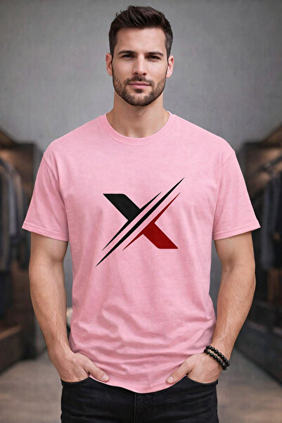 VODEXA Tricou oversize unisex cu imprimeu X SIGN, 100% bumbac, croială confor...