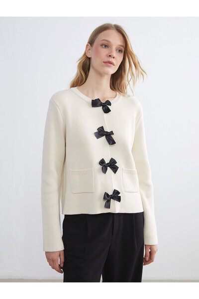 LC Waikiki Bow Detail Women's Knitwear Cardigan