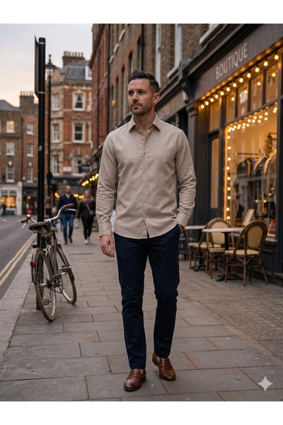 Fine Touch Premium 100% Cotton Men's Shirt – Stylish Relaxed Fit Quality Cott...