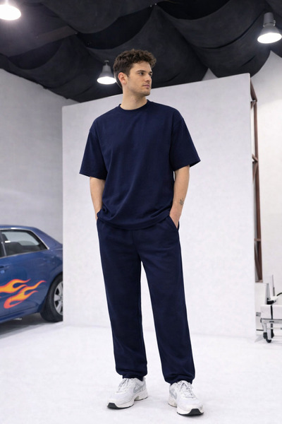 YAKAMEL Men's Oversize Tracksuit Set Comfortable Fit Basic Daily Set