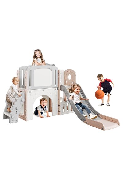 Garvee 8X1 Play Set for Children +3 with Slide, Climbing Frame, Basket, Tunne...