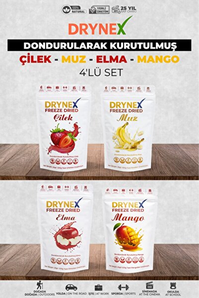DRYNEX 4-Piece Fruit Set (Strawberry, Banana, Apple, Mango) |   Sugar-Free | ...