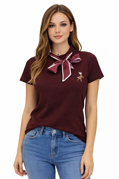 moda paketi Γυναικείο μπλουζάκι με λεπτομέρεια φουλαριού |   Κομψή Κεντημένη ...