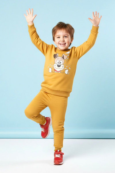 TOFİSA Set de pijamale pentru băieți cu imprimeu muștar, cu două fire de ață ...