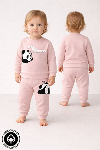 Miniel Unisex Baby Sleeping Panda Printed 100% Cotton 6-9-12 Months Top and B...