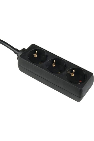 Clasic Prelungitor electric cu 3 prize, 3m, 3500W, negru
