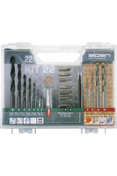Alpen Set 22 burghie pentru beton și metal, prindere 1/4''