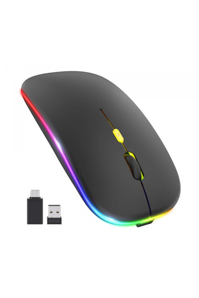 Techsuit Mouse Wireless M1, RGB, 1600DPI, BT / Wi-Fi, Negru