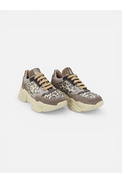 Cherie Shoes Kadın-Vizon Leopar Desenli Sneaker Ayakkabı