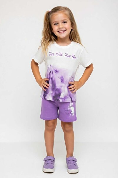 Riccotarz Set pantaloni scurți liliac cu imprimeu Run Wild și imprimeu cu cai...
