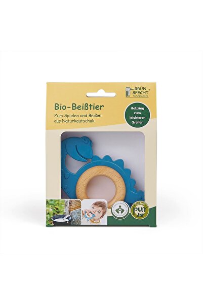 Evelise Organic teething toy, made of wood and rubber, Dinosaur, Gruenspecht ...