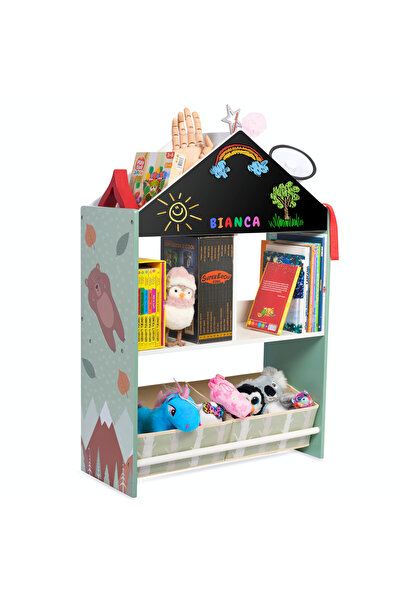Suporto Biblioteca copii de tip casuta, din Lemn Mdf , tabla de desen, si raf...