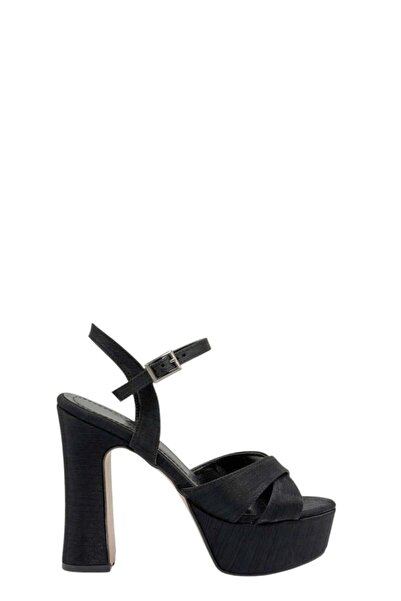 Moulin Shoes Black Cross Strap Platform Heeled Women's Shoes